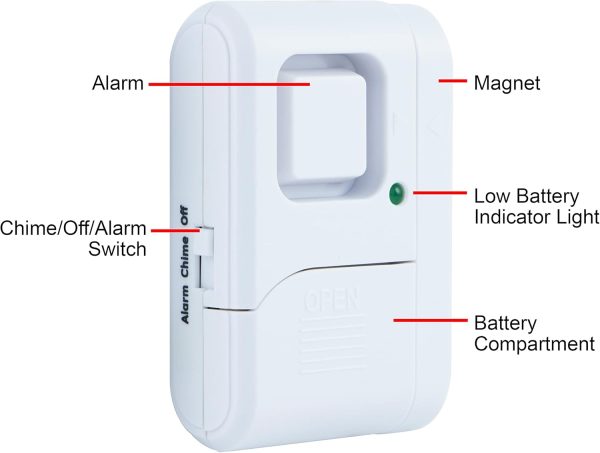 GE Personal Security Window and Door Alarm, 2 Pack, DIY Protection, Burglar Alert, Wireless Chime/Alarm, Easy Installation, Home Security, Ideal for Home, Garage, Apartment and More, White, 45115 - Image 3