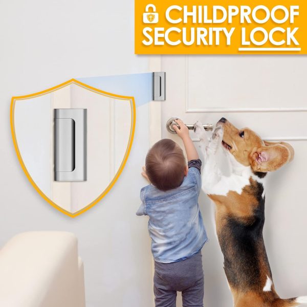 Home Security Door Lock, 2 Pack Childproof Door Reinforcement Lock with 3 Inch Stop Withstand 800 lbs for Top Front Inward Swinging Door, Upgrade Flip High Night Lock to Defend Your Home Kids - Image 5