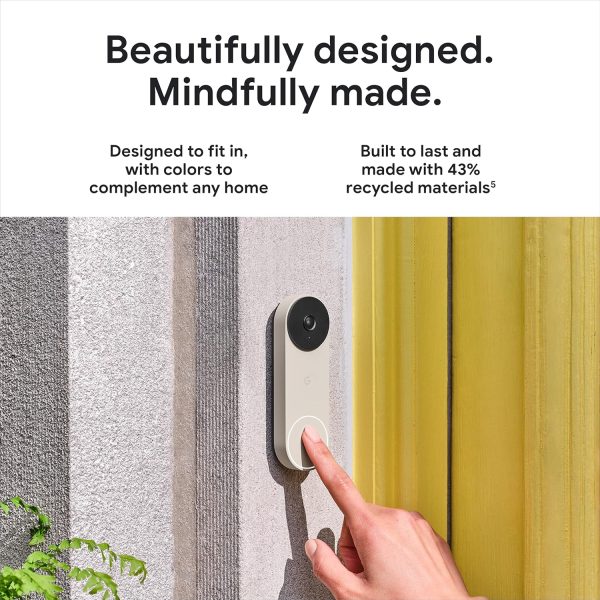 Google Nest Doorbell (Wired, 2nd Gen) - Wired Video Doorbell Camera - Doorbell Security Camera - Snow - Image 9