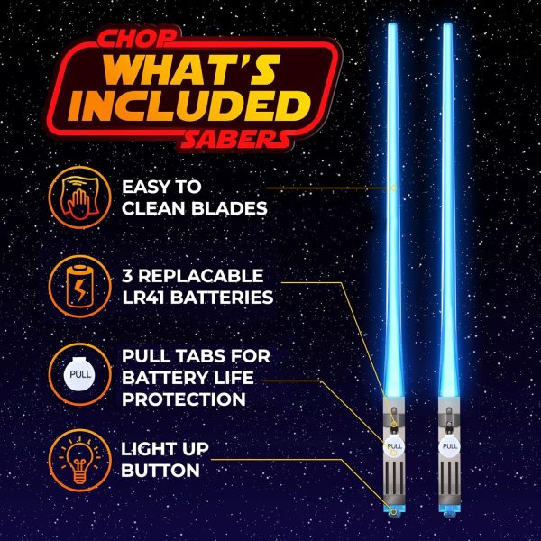 Lightsaber Chopsticks Light Up - LED Glowing Light Saber Star Wars Chop Sticks - Reusable Sushi Lightup Sabers Chopstick Set Of 1 Blue Pair - Image 6