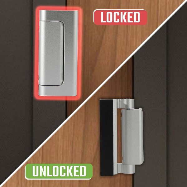 4PACK Home Security Door Reinforcement Lock Childproof, Add High Security to Home Prevent Unauthorized Entry, Frame Lock, Aluminum Construction Finish, Silver - Image 9