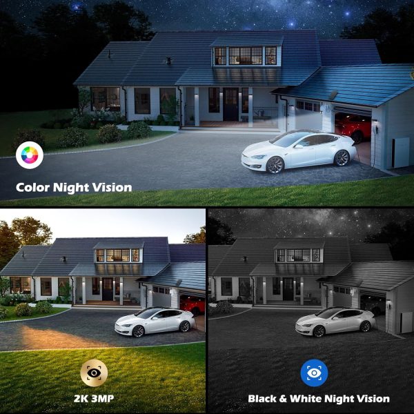 Solar Security Cameras Wireless Outdoor, 2K 3MP Pan Tilt 355° View IP65 Waterproof Rechargeable Battery Powered PTZ WiFi Camera with PIR, Color Night Vision,2-Way Talk,Cloud/SD - Image 3