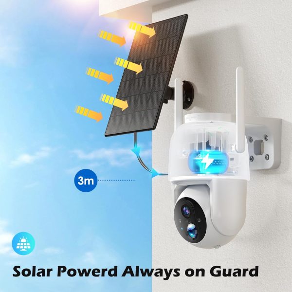 Solar Security Cameras Wireless Outdoor, 2K 3MP Pan Tilt 355° View IP65 Waterproof Rechargeable Battery Powered PTZ WiFi Camera with PIR, Color Night Vision,2-Way Talk,Cloud/SD - Image 5