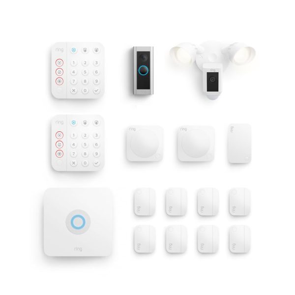 Ring Wired Doorbell Pro (Video Doorbell Pro 2) with Ring Floodlight Cam Wired (White) and Ring Alarm 14-Piece (White) - Image 2