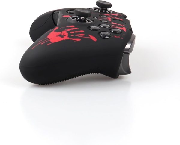 RALAN Laser Blood Handprint Design Controller Skin with 4 Thumb Grips for Xbox Elite Wireless Controller Series 2 Core, Anti-Slip Silicone Controller Cover Protector Case - Image 4