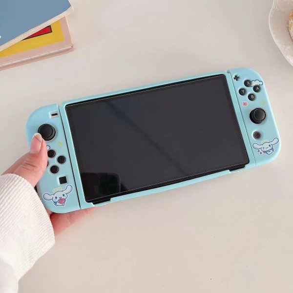 Cute Cinnamon roll Case Compatible with Nintendo Switch OLED, Dockable Case Cover, Ergonomic Soft TPU Grip Case for Joycon, Sparkle Skin Set - Image 4