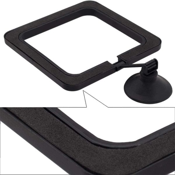 2pcs Black Fish Feeding Ring Turtle Aquarium Automatic Fish Food Feeder Floating Food Feeding Square Ring with Suction Cup Useful and Nice Fish and Aquatic Pets - Image 2