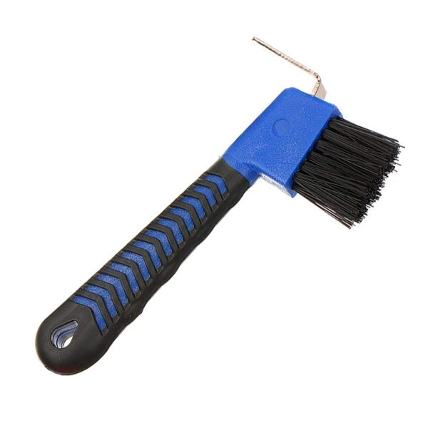 Horse Hoof Pick Brush with Soft Touch Handle (Royal Blue)