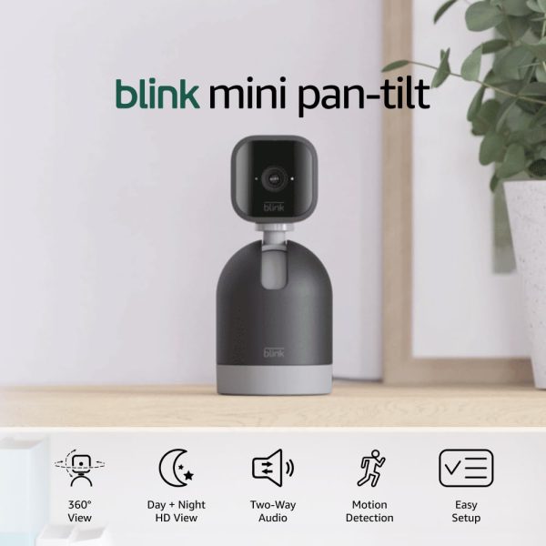 Blink Mini Pan-Tilt Camera (newest model), Rotating indoor plug-in smart security camera, two-way audio, HD video, motion detection, Works with Alexa (Black)