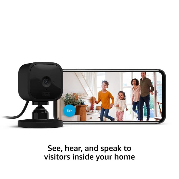 Blink Mini (newest model), Compact indoor plug-in smart security camera, 1080p HD video, night vision, motion detection, two-way audio, easy set up, Works with Alexa – 2 cameras (Black) - Image 3