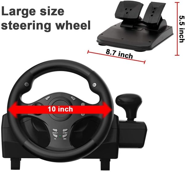 DOYO Game Racing Wheel with Pedals, 270° Steering Wheels PC with Vibration Feedback, Racing Steering Wheel compatible with PS4, Xbox Series X/S, Xbox ONE/360, PS3, Android, Real Racing Simulator - Image 2