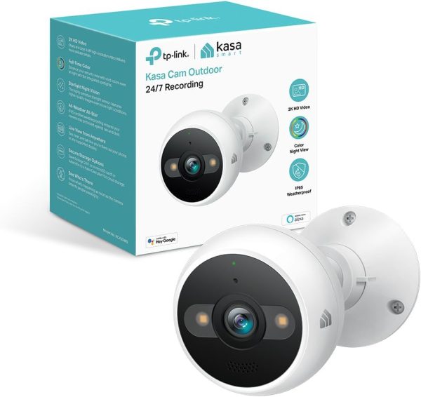 Kasa Smart 2K QHD Security Camera Outdoor Wired, IP65, Starlight Sensor & 98Ft Night Vision, Motion/Person Detection, 2 Way Audio w/Siren, Cloud/SD Card Storage, Alexa &Google Home Compatible(KC420WS)