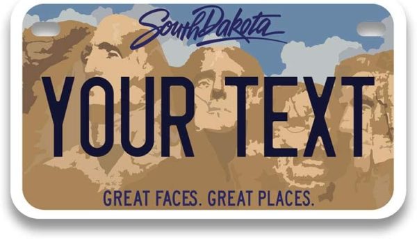 Personalized South Dakota Mini License Plate | Choose from All 50 States | Bike License Plate | 7 x 4 inch | Custom License Plate for Kids Toy Car and Wagons | Golf Cart Accessories | Motorcycle