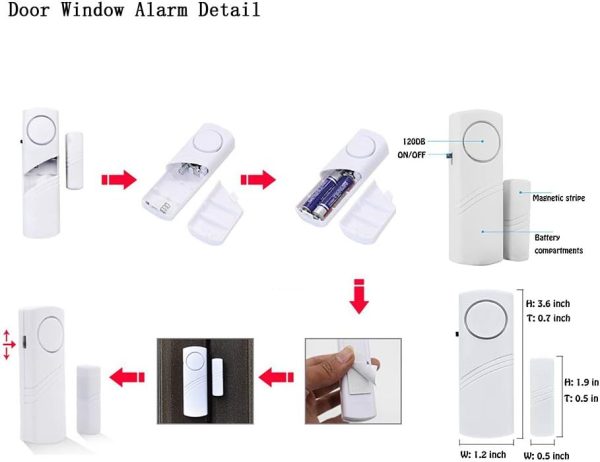 Door Window Alarm, Burglar Alarm, Home Security Magnetic Sensor Anti-Theft Alarm (Home Alarm (12 pcs)) - Image 6