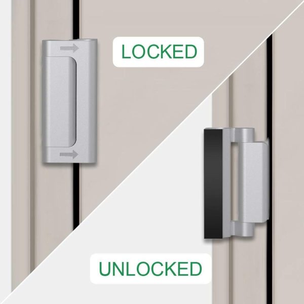 Home Security Door Lock 3 Pack Metal Door Reinforcement Lock for Kids Safety Top Front Door Child Proof Safety Lock Defend High Security Door Locks Latch Withstand 800lbs for Inside Swing Door Chain - Image 7