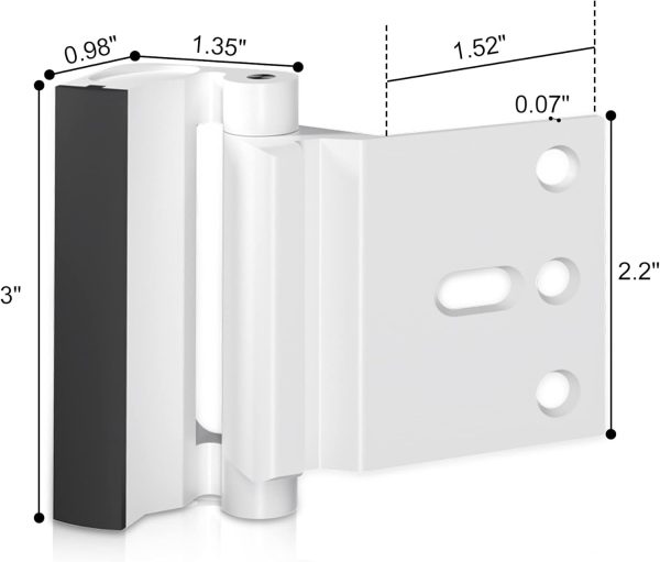 Door Reinforcement Lock Withstands 800lbs of Force - White Extra Child Proof Door Lock with 8 Screws Prevents Unauthorized Entry,Add a Door Security Lock for Home Safety & Privacy - Image 5