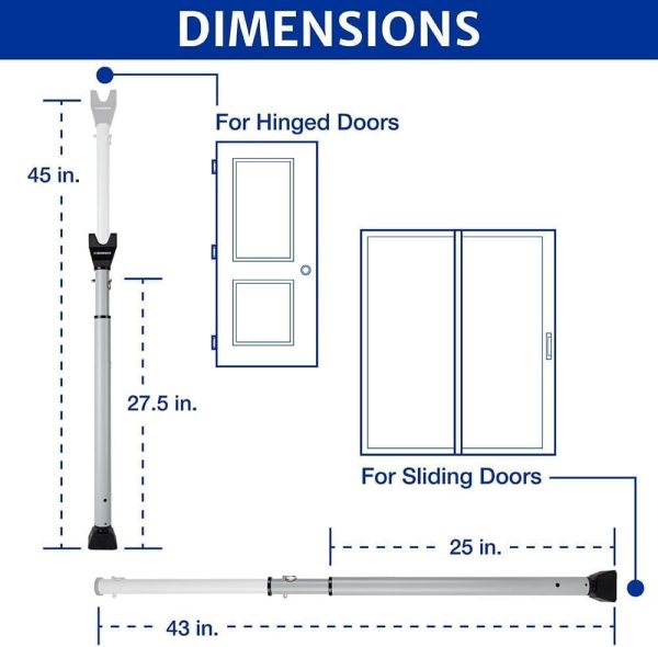 BRINKS- Portable Door Security Bar, Silver, 2 Pack- Adjustable Security Door Jammer- Fits Standard Sliding Doors, Hinged Doors, and Windows- for Travel, Home, Dorm - Image 7