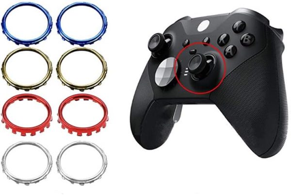 2 x Thumbstick Accent Rings Replacement Parts for Xbox ONE Elite Controller Replacement (Gold) - Image 4