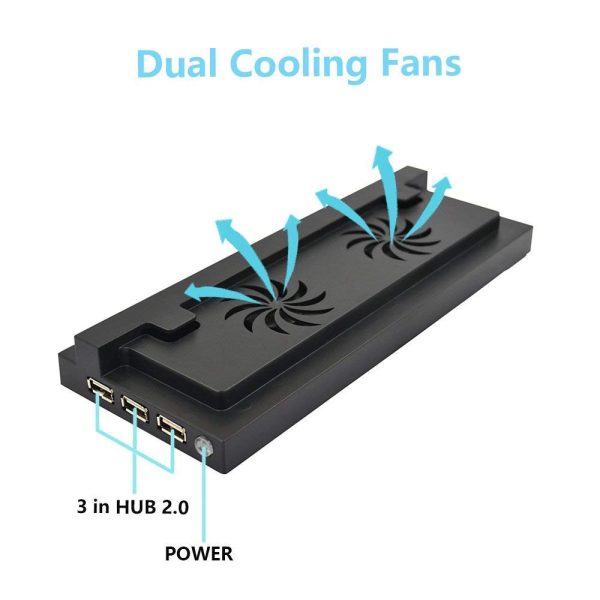 Xbox One S Vertical Stand with Cooling Fan, ELM Game Console Stand for Xbox One S with 3 USB Ports - Image 3