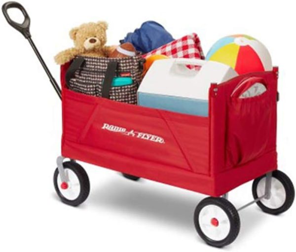 Radio Flyer 3-in-1 All Terrain Off-Road EZ Folding Kids Wagon with Canopy, Red - Image 2