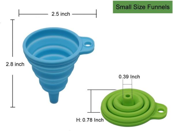 KongNai Kitchen Funnel Set 4 Pack, Small and Large, Kitchen Gadgets Accessories Foldable Silicone Collapsible Funnels for Filling Water Bottle Liquid Transfer Food Grade - Image 3