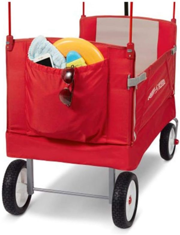 Radio Flyer 3-in-1 All Terrain Off-Road EZ Folding Kids Wagon with Canopy, Red - Image 4