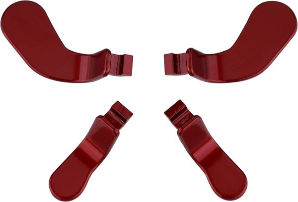 EASEGMER Metal Black Stainless Steel Paddles, Replacement Parts Video Games Accessories Kits, Interchangeable Hair Trigger Locks for Xbox One Elite Seies 2 & Elite 2 Core Controller - 4 PCS (Red) - Image 3