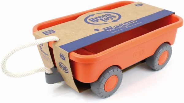 Green Toys Wagon, Orange - Pretend Play, Motor Skills, Kids Outdoor Toy Vehicle. No BPA, phthalates, PVC. Dishwasher Safe, Recycled Plastic, Made in USA. - Image 6