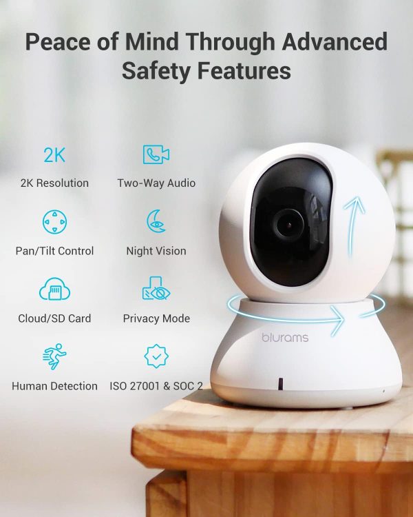 blurams Indoor Camera 2K, 5G&2.4GHz Security Camera, 360° Pet Camera for Home Security w/Motion Tracking, Phone App, 2-Way Audio, IR Night Vision, Siren, Works with Alexa & Google Assistant - Image 3