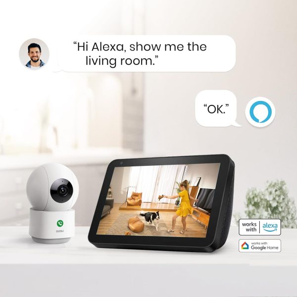 AOSU 2K Security Camera Indoor, Baby Monitor Pet Camera 360-Degree for Home Security,Camera with 5/2.4 GHz Wi-Fi Router, One-Touch Call, Smart Motion Tracking, IR Night Vision, Compatible with Alexa - Image 8