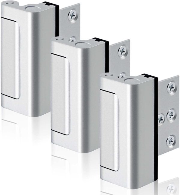 3PACK Home Security Door Reinforcement Lock Childproof, Add High Security to Home Prevent Unauthorized Entry, Aluminum Construction Finish, Silver