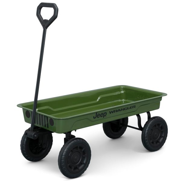 Jeep Wrangler Classic Pull Wagon by Delta Children – GREENGUARD Gold Certified, Durable Frame, 9 Inch Puncture-Proof Wheels, Great for Exploration and Play, Green