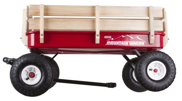 Duncan Mountain Wagon - Pull-Along Wagon for Kids with Wooden Panels, All Terrain Tires, Wide Grip Handle, Wide Wheel Base Red 41” x 22” x 38.5” - Image 2