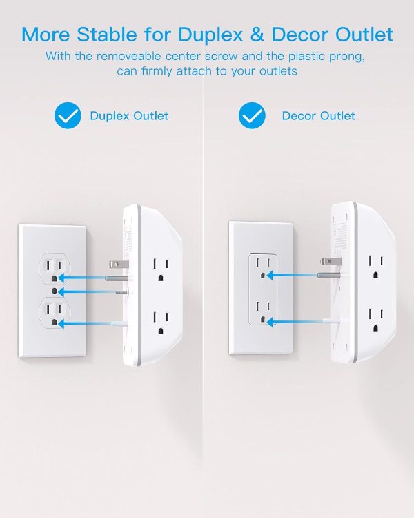 Outlet Extender with Night Light, Multi Plug Outlet, USB Wall Charger Surge Protector 4 USB Charging Port(1USB C), Power Strip Electrical Outlet Splitter Expander for Home Office Dorm Room ETL Listed - Image 5