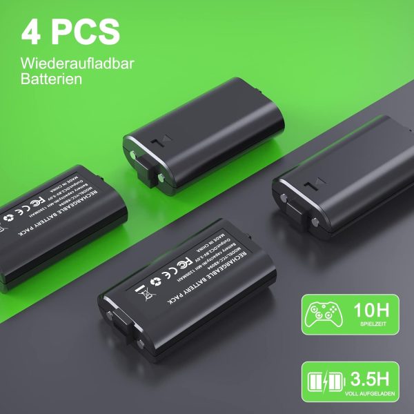 Rechargeable Battery Packs for Xbox One/Xbox Series X|S,YCCTEAM 4x1200mAh Battery Packs Charger Station for Xbox Series X|S, Xbox One S/One X/One Elite Controllers-Accessories Kit for Xbox One - Image 2