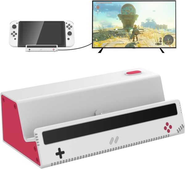 HEIYING Switch TV Docking Station for Nintendo Switch/Switch OLED, Portable Switch TV Dock Charger Stand with 4K HDMI Adapter/USB Port/Type C Charger Port.