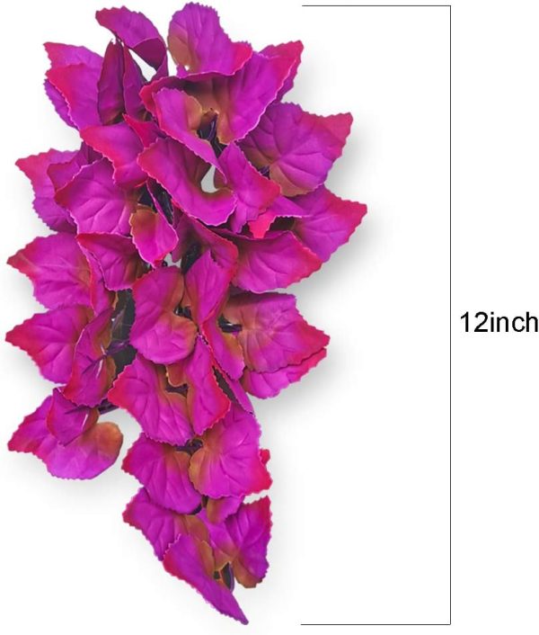 Reptile Plants,2 Pieces Hanging Silk Terrarium Plant with Suction Cup for Bearded Dragons Lizards Geckos Snake Pets Tank Habitat Decorations for Reptile Terrariums Pet Supply (Purple) - Image 3