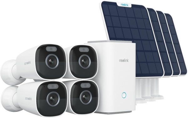 REOLINK 4K Security Cameras Wireless Outdoor System, Encrypted 1 Year Local Storage, Color Night Vision, 2.4/5GHz Wi-Fi, AI Detection, No Monthly Fee, Home Hub with 4X Eco Ultra+Solar Panel