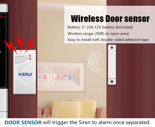 KERUI Home Security System Indoor Outdoor Weather-Proof Siren Window Door Sensors Motion Sensor Alarm with Remote Control More DIY, Wireless House Hotel Garage Shop Burglar Door Alarm, NO WIFI/GSM/APP - Image 4