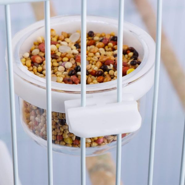 6 Pack Detachable Transparent Bowl Plastic Food Cup Convenient Hanging Seed Water Feeder for Parrot Canary Finch Small Size Bird - Image 3