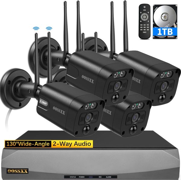 (5.5MP & PIR Detection) 2-Way Audio, Dual Antennas Security Wireless Camera System 3K 5.0MP 1944P Wireless Surveillance Outdoor WiFi Security Cameras