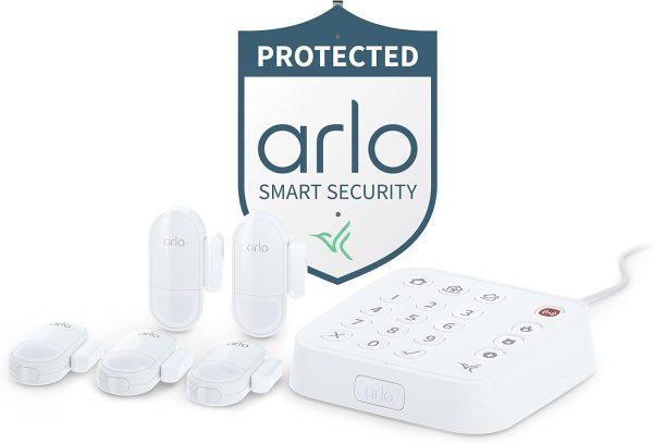 Arlo Home Security System - Alarm System with Wired Keypad Sensor Hub, 5 8-in-1 Sensors & Yard Sign - No Contract Required - DIY Installation - White, SS1501