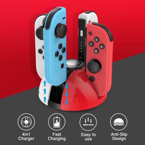 HEIYING Switch Controllers Charging Dock for Nintendo Switch/Switch OLED Joy-Con Controller, Switch Joy-Con Charging Dock with LED Indicator. - Image 2