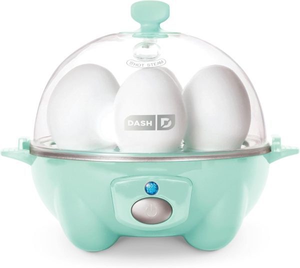 DASH Rapid Egg Cooker: 6 Egg Capacity Electric Egg Cooker for Hard Boiled Eggs, Poached Eggs, Scrambled Eggs, or Omelets with Auto Shut Off Feature - Aqua, 5.5 Inch (DEC005AQ)