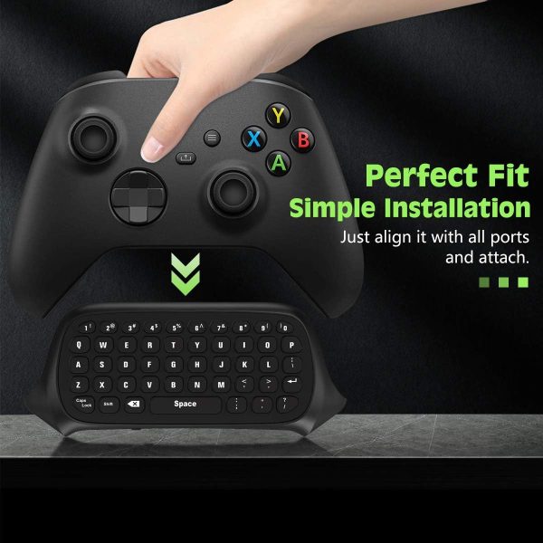 TiMOVO Green Backlight Keyboard for Xbox One, Xbox Series X/S,Wireless Chatpad Message KeyPad with Headset & Audio Jack,Mini Game Keyboard Fit Xbox One/One S/One Elite/2, 2.4G Receiver Included, Black - Image 5