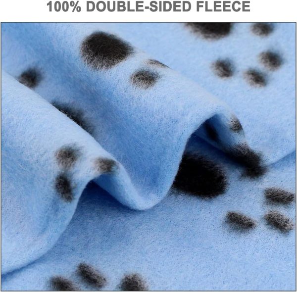 EAGMAK Cute Dog Cat Fleece Blankets with Paw Prints for Kitten Puppy and Small Animals Pack of 6 (Black, Brown, Blue, Grey, red and White) - Image 3