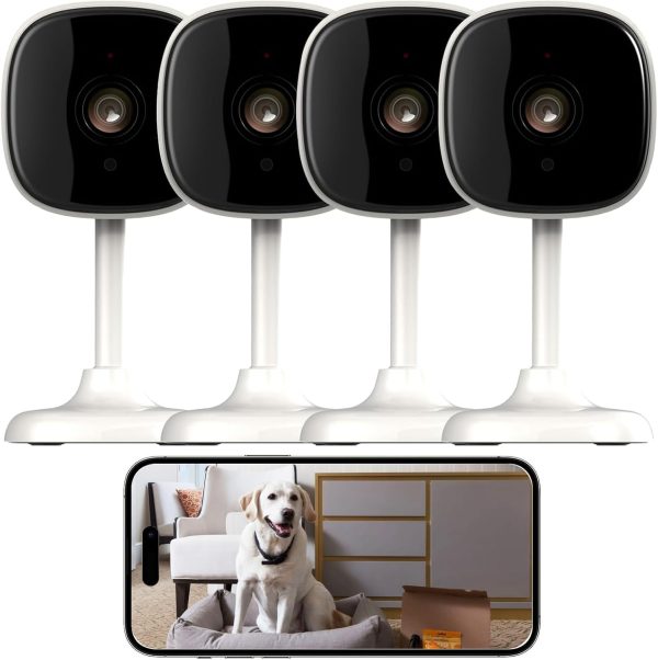 4 Pcs Indoor Pet Camera,WIFI Home Security Camera for Baby Monitor with Non-Stop Recording, Privacy Mode,2-Way Talk,Night Vision,AI Detection,Cloud& Micro SD Card Storage,Alexa&Google Home Support