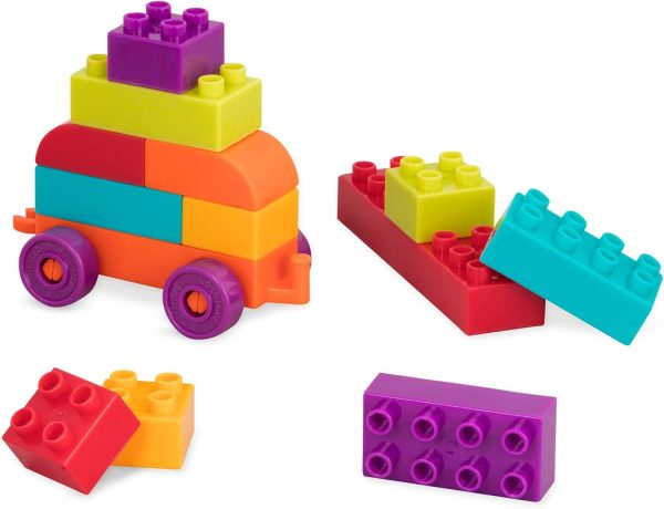 Battat – Building Blocks & Wagon – 55-Piece Block Set – Construction Playset For Kids, Toddlers – Developmental Toy – 18 Months + – Locbloc Wagon - Image 2