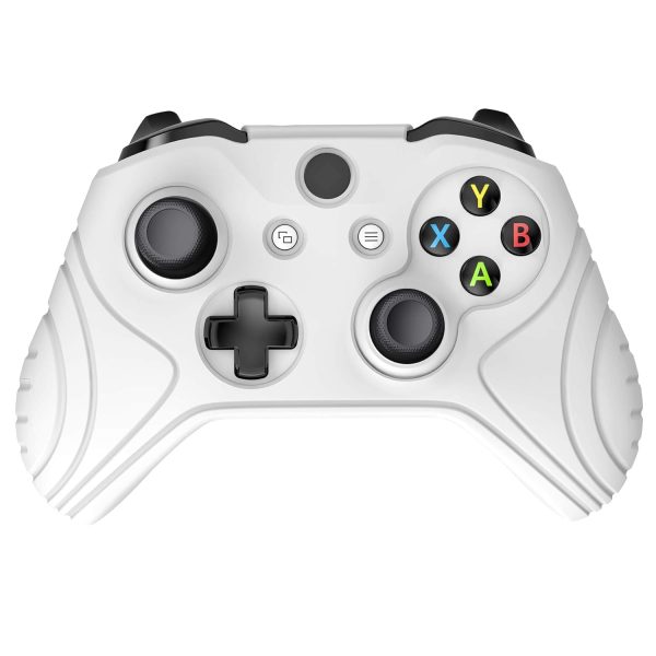 PlayVital Samurai Edition White Anti-Slip Controller Grip Silicone Skin for Xbox One X/S Controller, Ergonomic Soft Rubber Protective Case Cover for Xbox One S/X Controller with White Thumb Stick Caps - Image 7