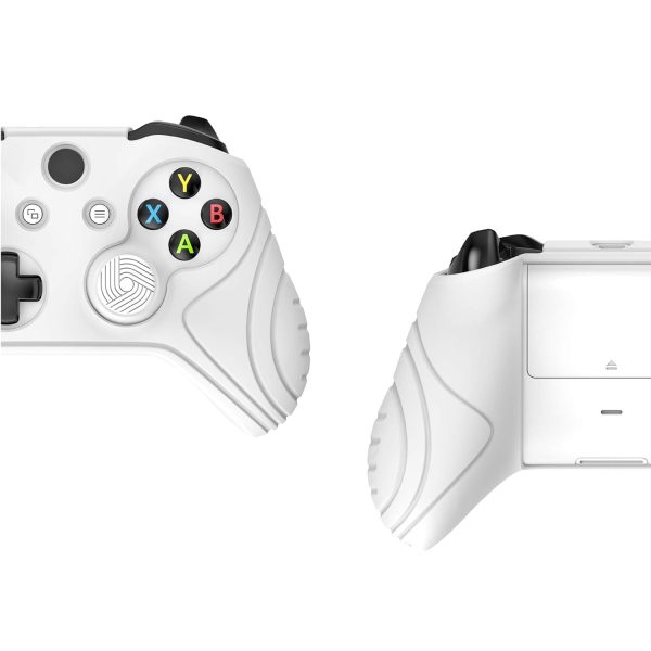 PlayVital Samurai Edition White Anti-Slip Controller Grip Silicone Skin for Xbox One X/S Controller, Ergonomic Soft Rubber Protective Case Cover for Xbox One S/X Controller with White Thumb Stick Caps - Image 9